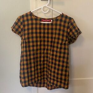 Pine & Smith Plaid Short Sleeve Top